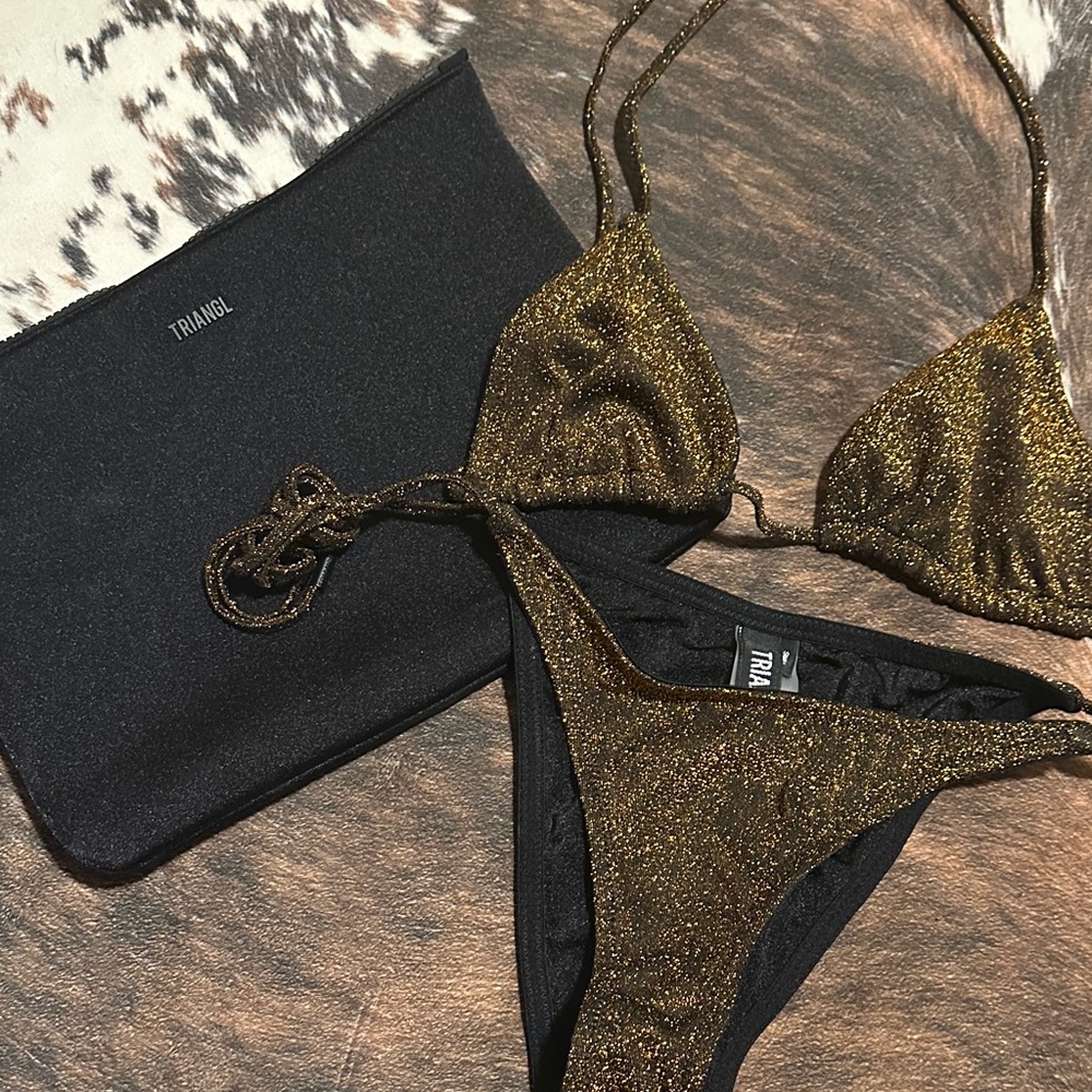 Triangl Swimwear Glitter Bikini - Black and Gold